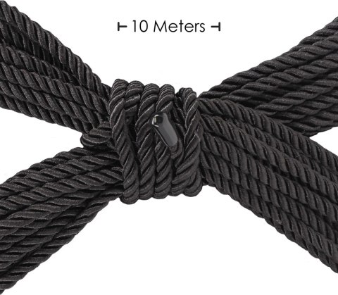 Kiotos Luksusowa Lina Poliestrowa 10 m Czarna - Gładka Powierzchnia