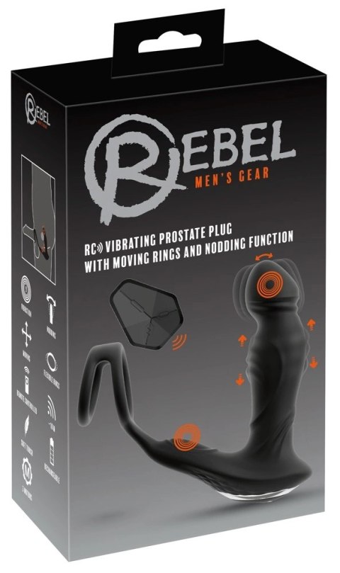 Rebel RC Prostate Plug Zdalny - silikonowy masażer z pierścieniami, czarny