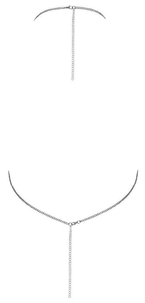 Cottelli ACCESSOIRES Top Metaliczny Silver z Regulowanymi Łańcuszkami