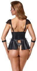 Cottelli Bondage Babydoll XL czarny koronkowy zestaw z kajdankami
