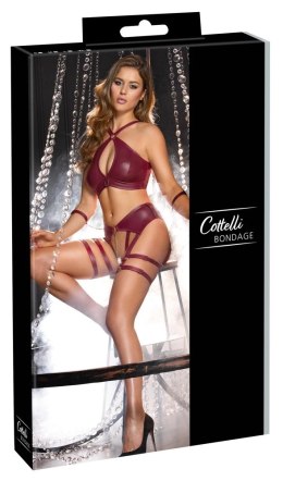 Cottelli Bondage Zestaw Bielizny Ciemnoczerwony M z Kajdankami