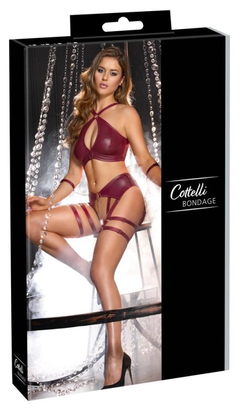 Cottelli Bondage Zestaw Bielizny Ciemnoczerwony M z Kajdankami
