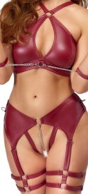 Cottelli Bondage Zestaw Bielizny Ciemnoczerwony M z Kajdankami