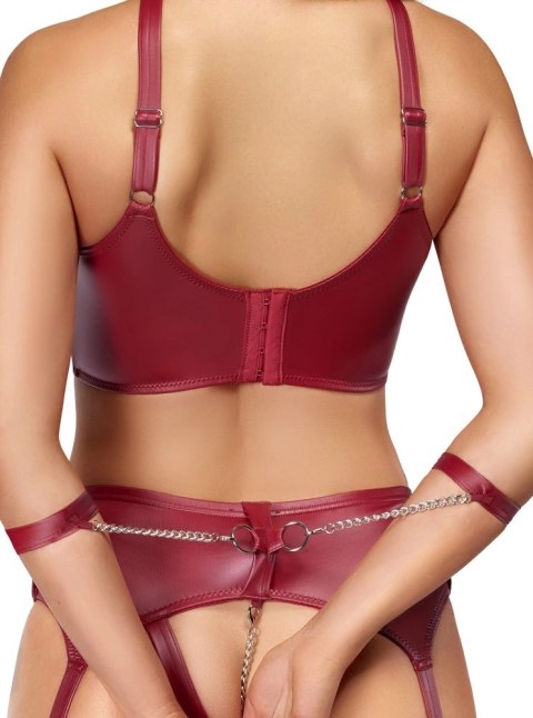 Cottelli Bondage Zestaw Bielizny Ciemnoczerwony M z Kajdankami