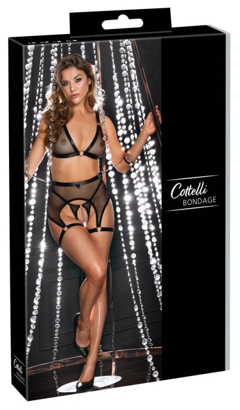 Cottelli Bondage zestaw bielizny siateczkowej z kajdankami, rozmiar M