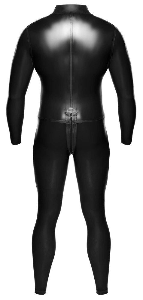 LateX Kombinezon Męski Czarny Lateksowy Jumpsuit, Rozmiar M