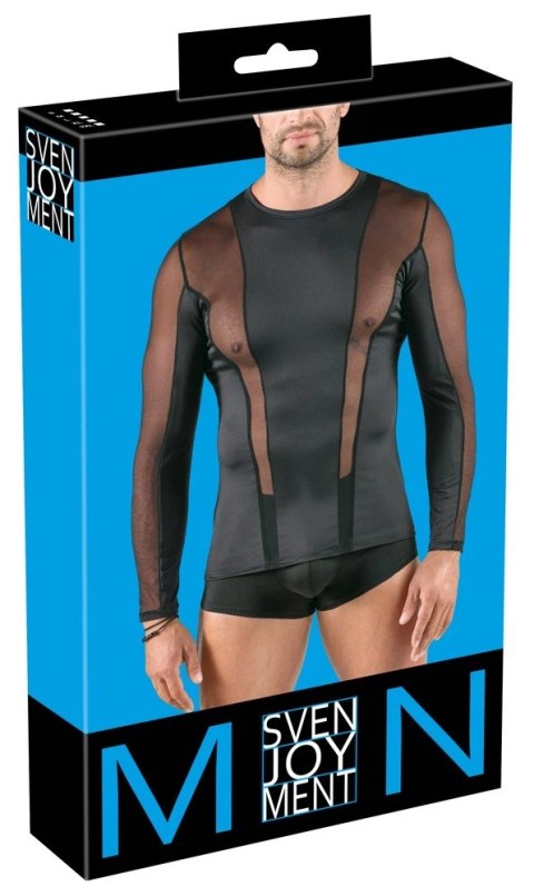 Svenjoyment Koszula Męska XL Czarna Siateczkowa z Długim Rękawem