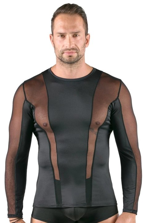 Svenjoyment Koszula Męska XL Czarna Siateczkowa z Długim Rękawem