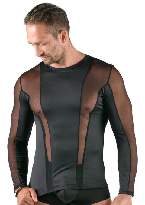 Svenjoyment Koszula Męska XL Czarna Siateczkowa z Długim Rękawem