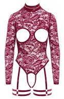 Abierta Fina Body damskie burgund open cup koronka S/M