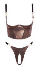 Abierta Fina Shelf Bra Set brązowo-złoty z eleganckimi detalami S