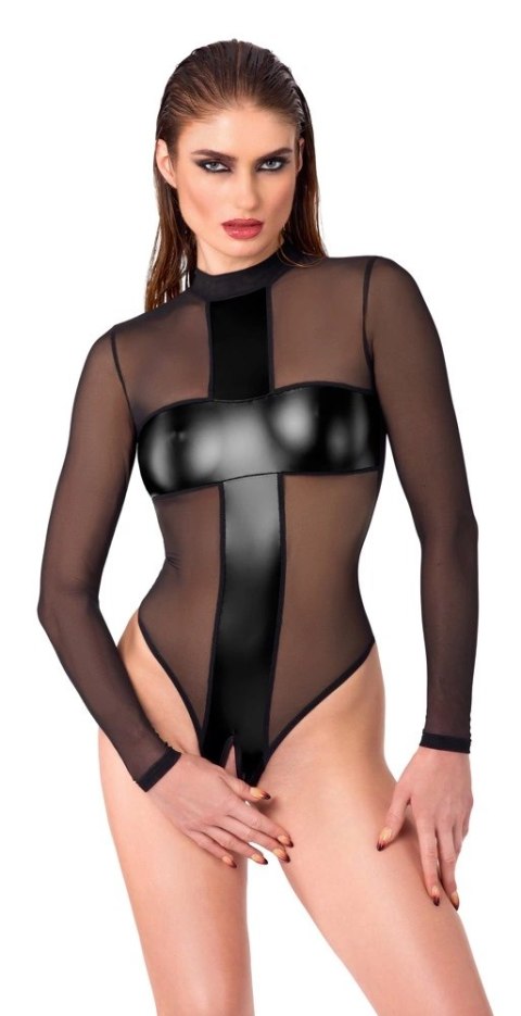 Noir Handmade Body Cross M czarne, transparentne z długim rękawem