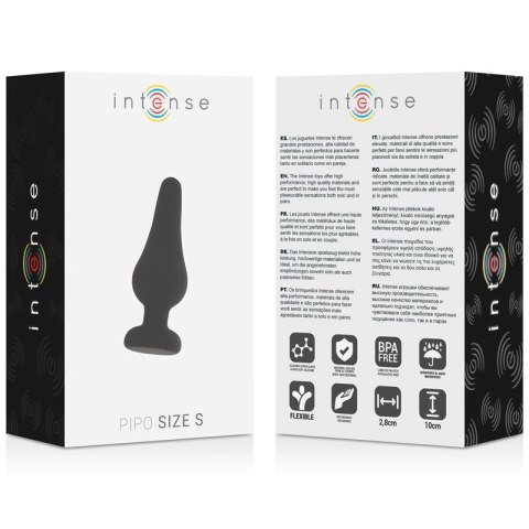 Intense Pipo S Czarny Korek Silikonowy 9,8 cm - model anatomiczny