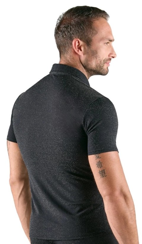 Svenjoyment Koszula Męska Srebrna Lureksowa M Z Kołnierzykiem