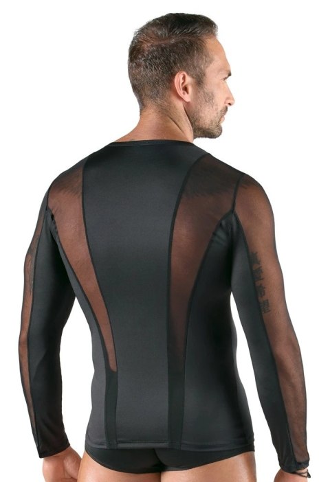 Svenjoyment Koszula Męska z Długim Rękawem Czarna Mieszanka Siateczki M