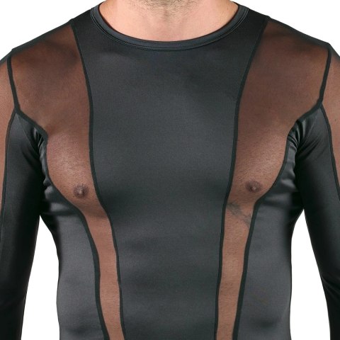 Svenjoyment Koszula Męska z Długim Rękawem Czarna Mieszanka Siateczki M