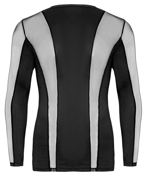 Svenjoyment Koszula Męska z Długim Rękawem Czarna Mieszanka Siateczki M