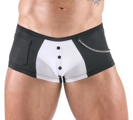 Svenjoyment Spodnie Kelnerskie L Czarno-Białe z Ozdobnymi Guzikami