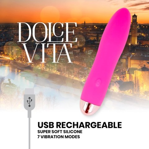 Dolce Vita Cztery Rożowe - Wibrator USB, silikonowy, 7 trybow, 13 cm