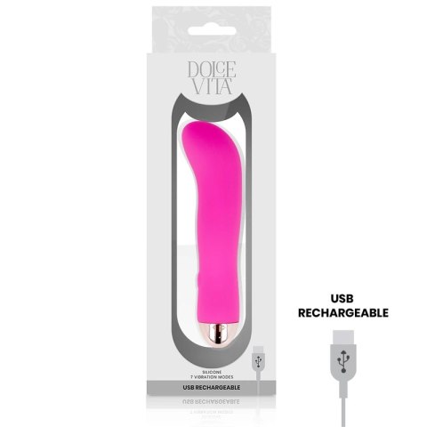 Dolce Vita Wibrator Akumulatorowy 7 Trybow Rożowy 13,2 cm USB