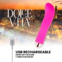 Dolce Vita Wibrator Akumulatorowy 7 Trybow Rożowy 13,2 cm USB