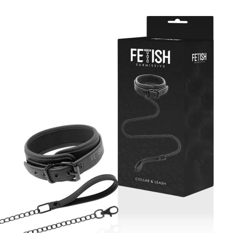 Fetish Submissive FS-Chain Collar - naszyjnik z łańcuszkiem, neopren, czarny