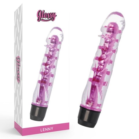 Glossy Lenny Pink - Model wibrujący, wodoodporny, 14 cm, TPE Platinum