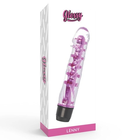 Glossy Lenny Pink - Model wibrujący, wodoodporny, 14 cm, TPE Platinum