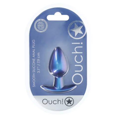 OUCH! Smooth Silicone Plug Medium 7,9 cm Metaliczny Niebieski