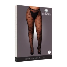 Obsessive Heart Patterned Tights Plus Size Black XL-4XL