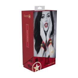 Ouch! Milan Collection Kajdanki Skorzane Czarny/Czerwony Design