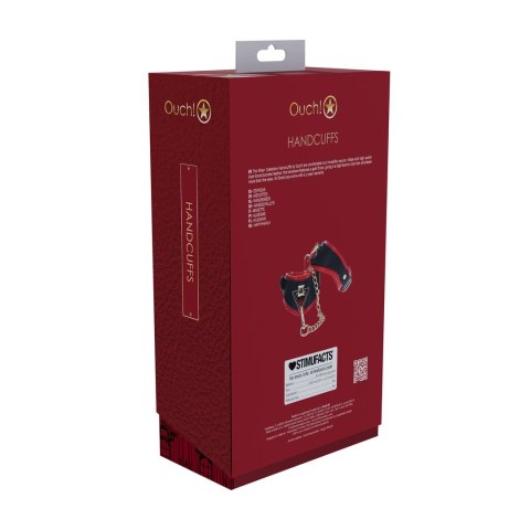 Ouch! Milan Collection Kajdanki Skorzane Czarny/Czerwony Design