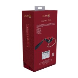 Ouch! Milan Collection Obroża z Smyczą Skora Ekoskora Czarna/Czerwona