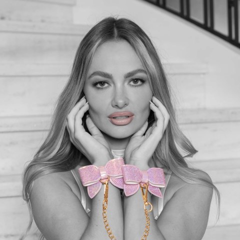 Ouch! Paris Collection kajdanki skorzane rożowe high fashion