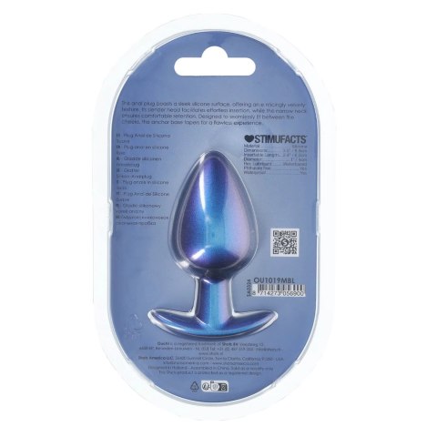 Ouch! Smooth Silicone Plug Large 8,9 cm Metaliczny Niebieski