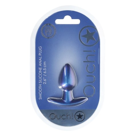 Ouch! Smooth Silicone Plug Small 6,5 cm Metaliczny Niebieski