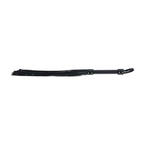 Ouch! Venice Collection Flogger Black - elegancki bat skorzany z uchwytem