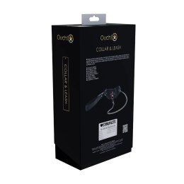 Ouch! Venice Collection obroża z prowadnicą czarna, skora ekologiczna