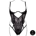 Obsessive Bodysuit Plus Size Black - Model z koronką i regulacją