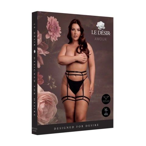 Obsessive Double Strap Garter Belt Plus Size czarny XL-4XL regulowany