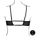 Obsessive Keyhole Mesh Bra Plus Size Czarny z Podwojnymi Ramiączkami
