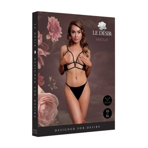 Obsessive Triangle Bra Open Cup Koronka Regulacja Czarny One Size