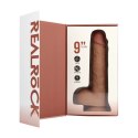 RealRock Model Wibrujący Prosty z Jądrami 23 cm Tan Mocna Przyssawka