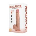 RealRock Model Wibrujący Prosty z Jądrami 23 cm Tan Mocna Przyssawka
