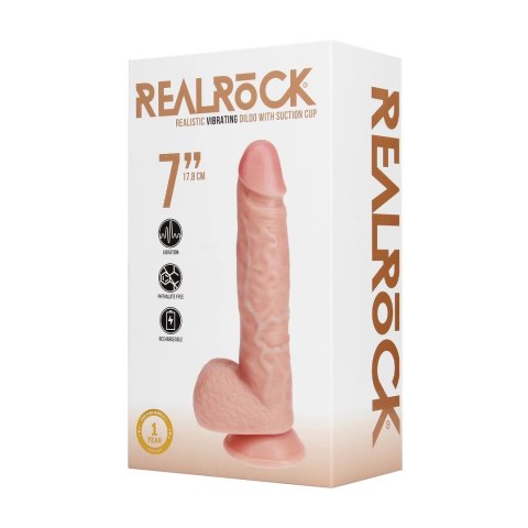 RealRock Prosty Model Wibrujący z Przyssawką 23 cm Flesh
