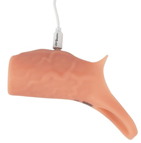 Realistixxx Real Sleeve Open - silikonowy rękaw wibracyjny z pierścieniem, ładowalny