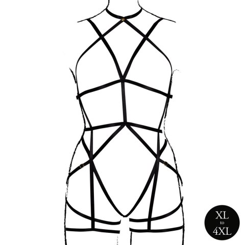 Svenjoyment Harness Body Plus Size z Pasami i Podwiązkami Czarny