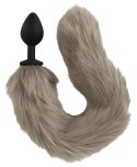 You2Toys Fluffy Tail Grey silikonowy model z futrzanym ogonem 45 cm