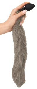You2Toys Fluffy Tail Grey silikonowy model z futrzanym ogonem 45 cm