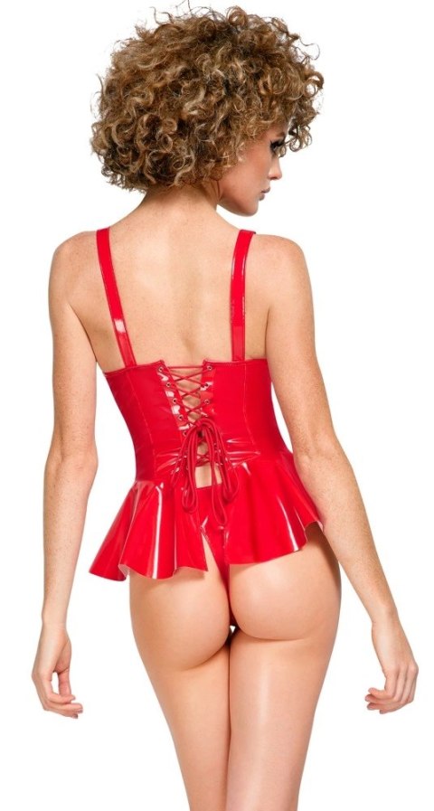 Black Level Komplet Winylowy Top i Stringi Czerwone S Regulowany